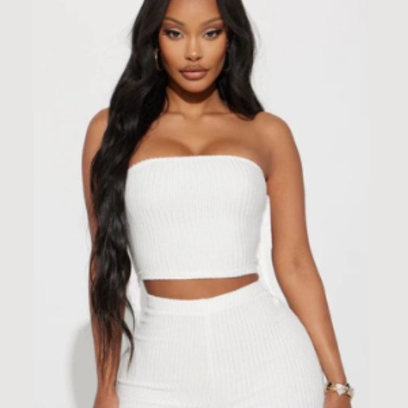 Fashion Nova Always Wining Fringe Pant Set - Size: 1X, Color: Ivory - Picture 2 of 12